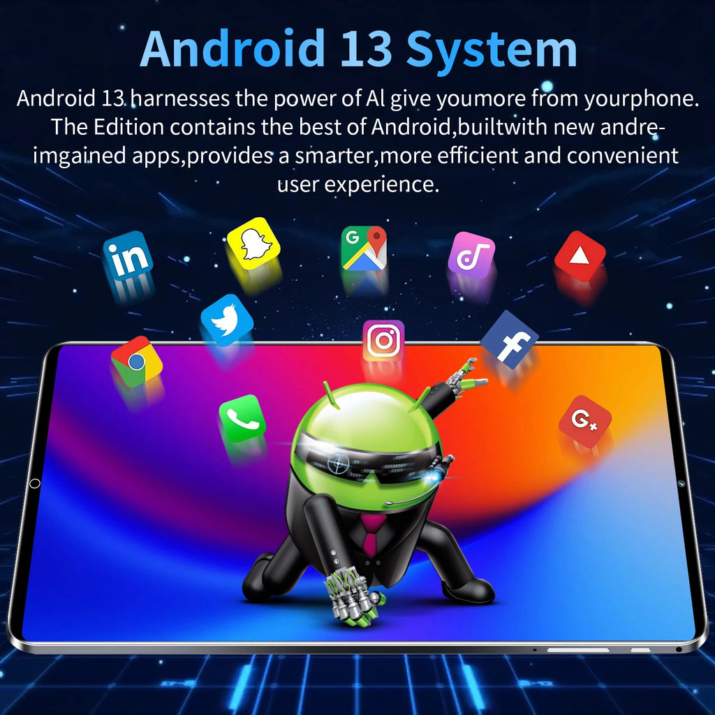 Tablette Android 13 - 10.36" 16GB RAM 1TB ROM, 10 Cœurs, 5G, 12000mAh, Dual SIM