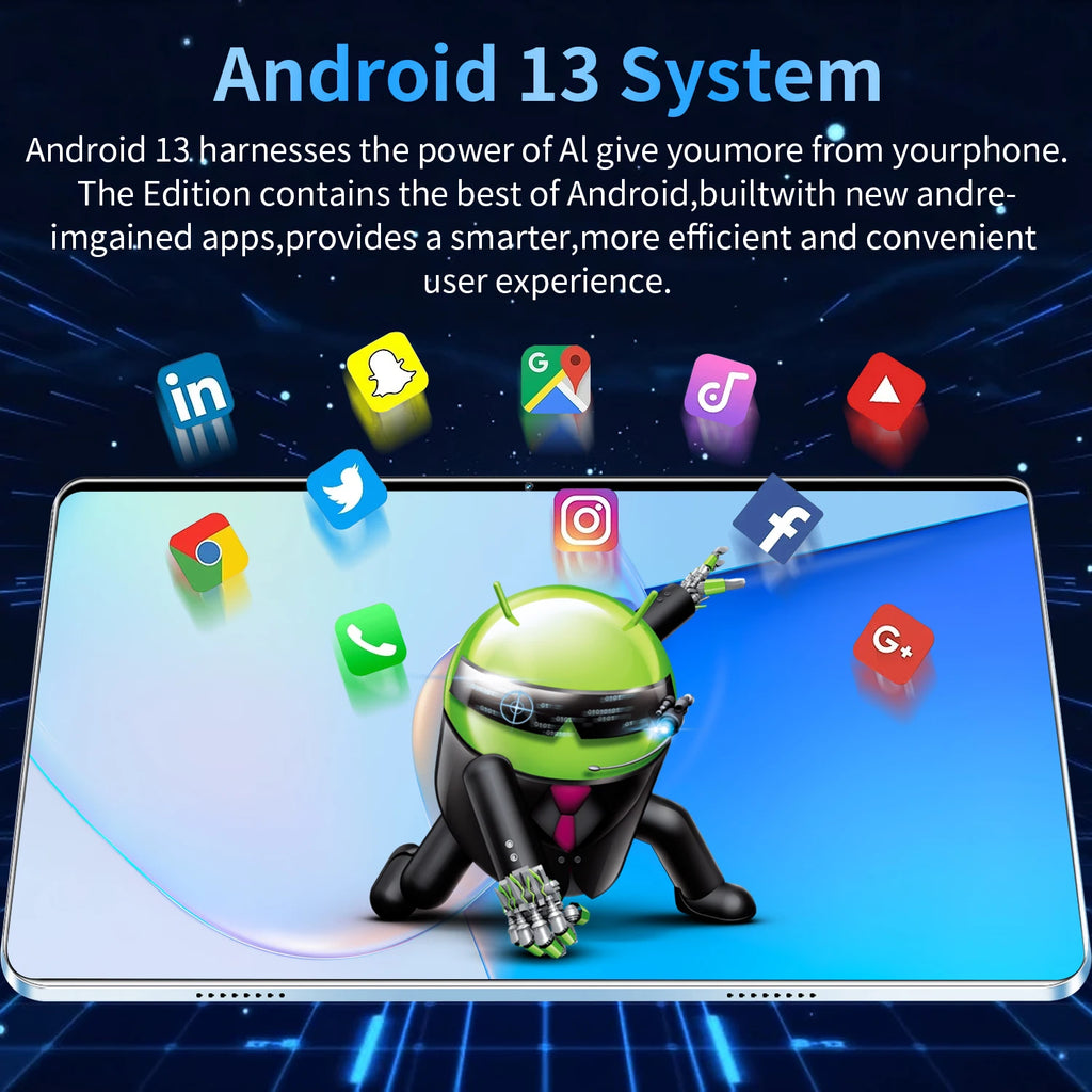 Tablette Android 13 - 10.36" 16GB RAM 1TB ROM, 10 Cœurs, 5G, 12000mAh, Dual SIM