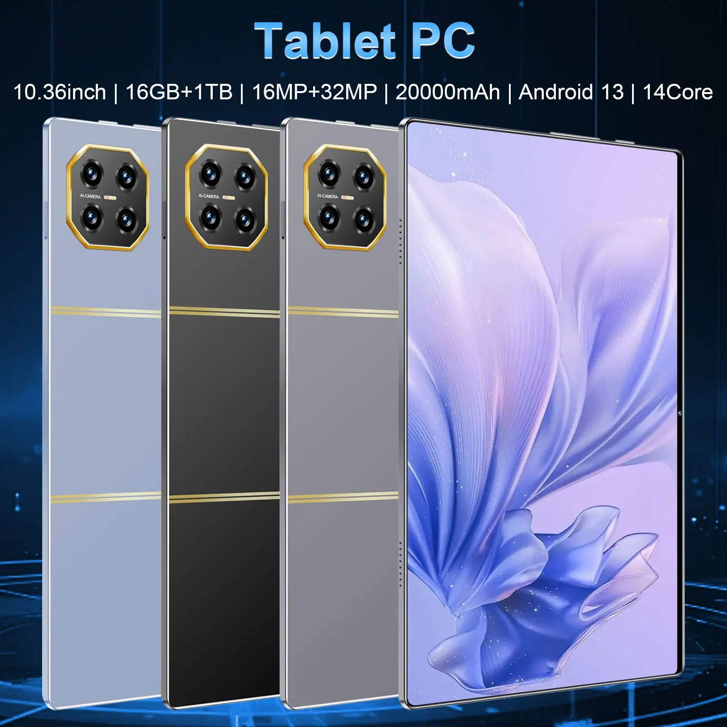 Tablette Android 13 5G 10.36" - 16GB RAM 1TB - Écran 2K - Batterie 20000mAh