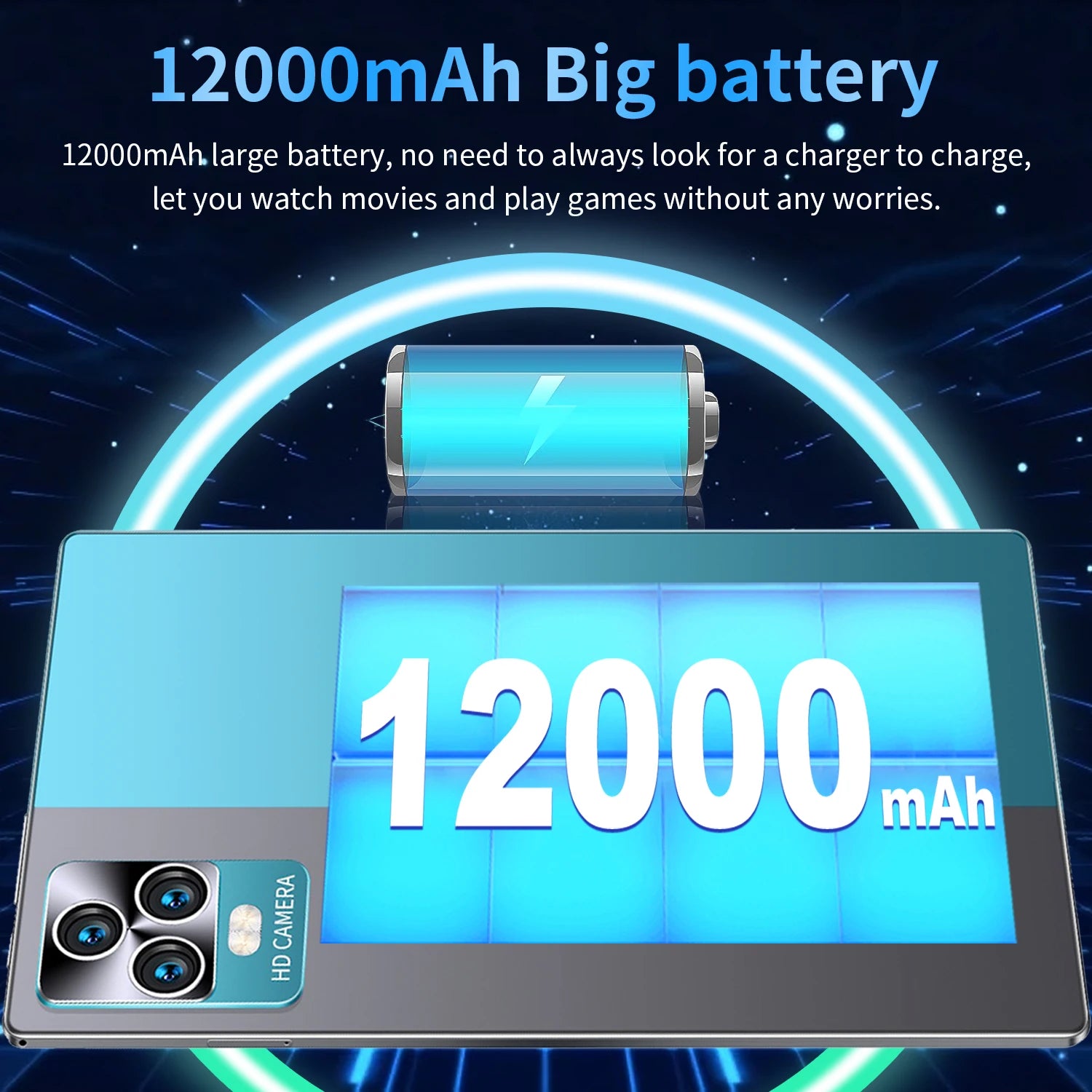 Tablette Android 13 - 10.36" 16GB RAM 1TB ROM, 10 Cœurs, 5G, 12000mAh, Dual SIM