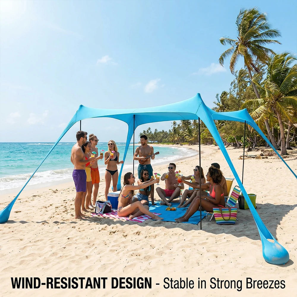 Tente de Plage Parasol UPF50+ – 2M ou 3M | Anti-Vent, Portable, Montage 3 min | HGTUGO