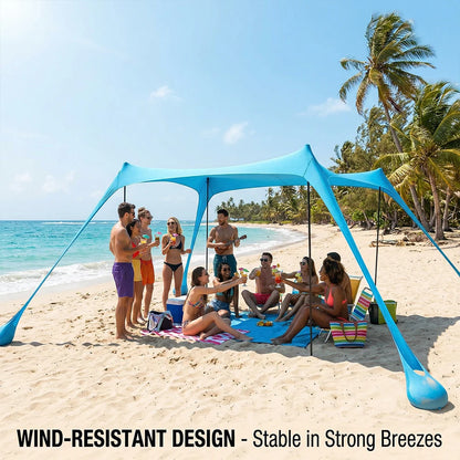 Tente de Plage Parasol UPF50+ – 2M ou 3M | Anti-Vent, Portable, Montage 3 min | HGTUGO