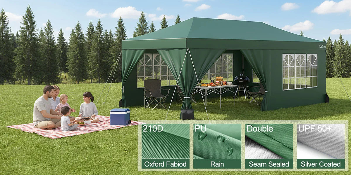Gazebo Pop-Up Loefme – Tente de Jardin Imperméable 6 Côtés | 2,5x2,5M à 3x6M