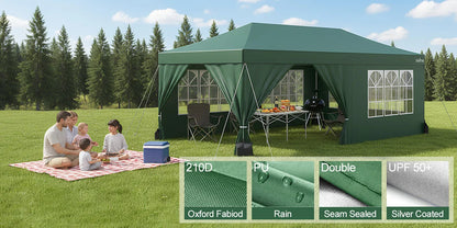 Gazebo Pop-Up Loefme – Tente de Jardin Imperméable 6 Côtés | 2,5x2,5M à 3x6M