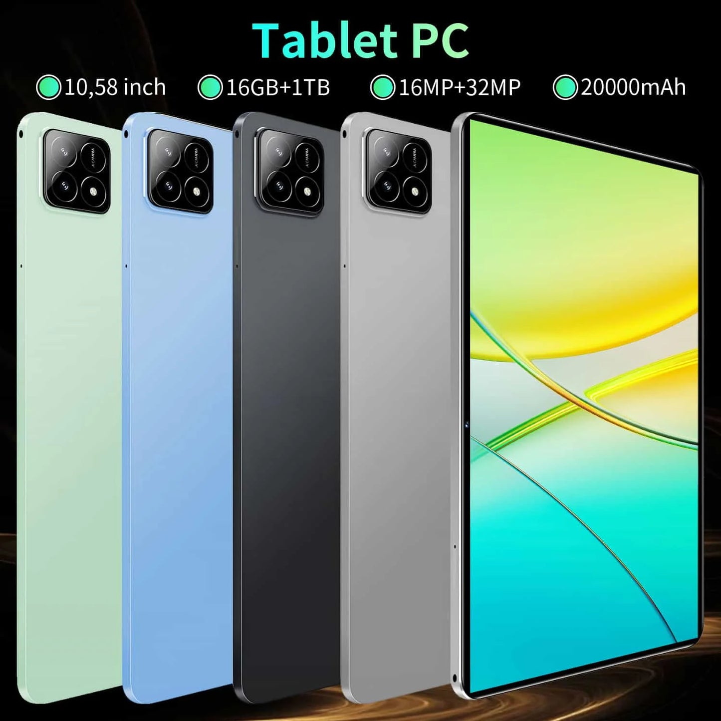 Tablette Android PRO6 2026 — 5G, 10 Cœurs, Écran 10,36" 4K, Double SIM, 12000mAh