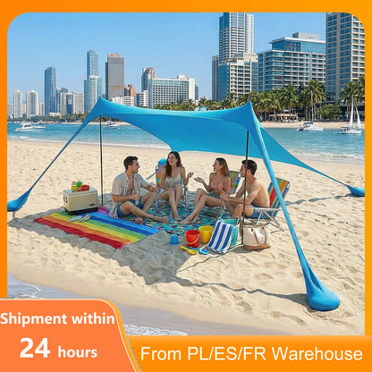 Tente de Plage Parasol UPF50+ – 2M ou 3M | Anti-Vent, Portable, Montage 3 min | HGTUGO