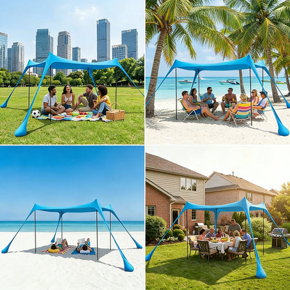 Tente de Plage Parasol UPF50+ – 2M ou 3M | Anti-Vent, Portable, Montage 3 min | HGTUGO