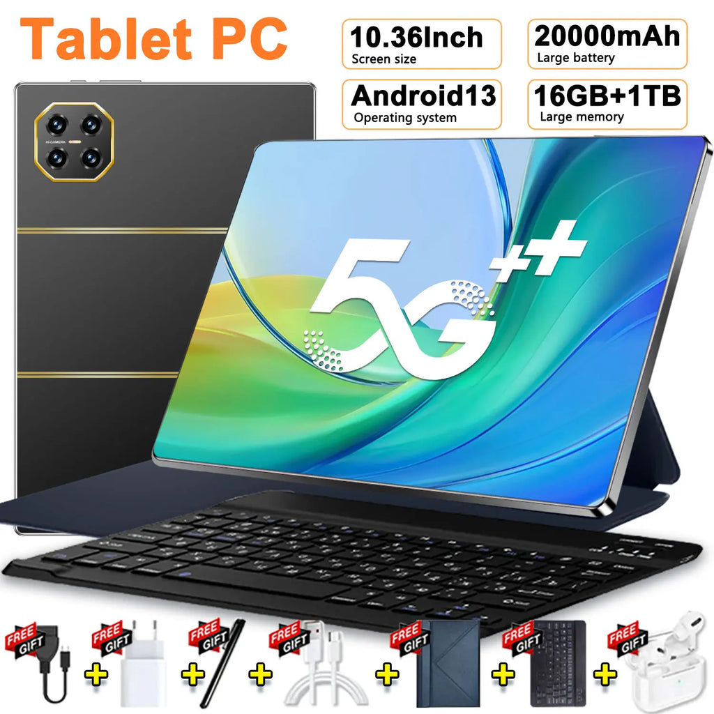Tablette Android 13 5G 10.36" - 16GB RAM 1TB - Écran 2K - Batterie 20000mAh