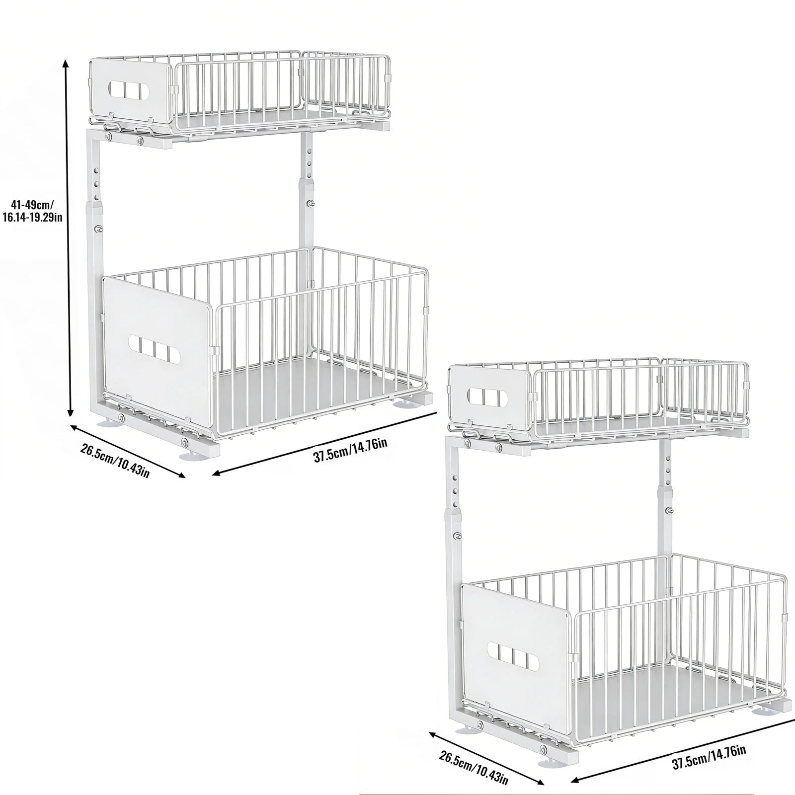 Organiseur Coulissant 2 Niveaux – Rangement Réglable Sous Évier Cuisine & Salle de Bain