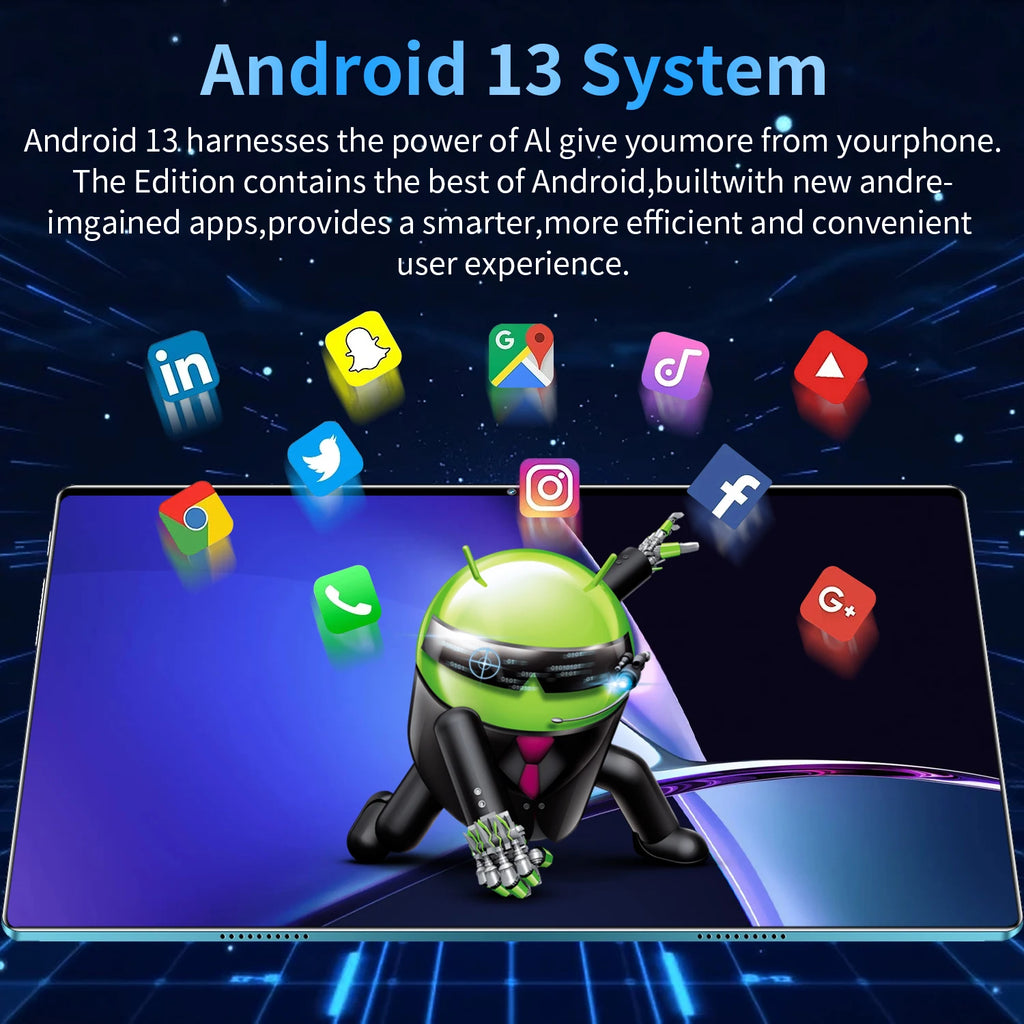 Tablette Android 13 - 10.36" 16GB RAM 1TB ROM, 10 Cœurs, 5G, 12000mAh, Dual SIM