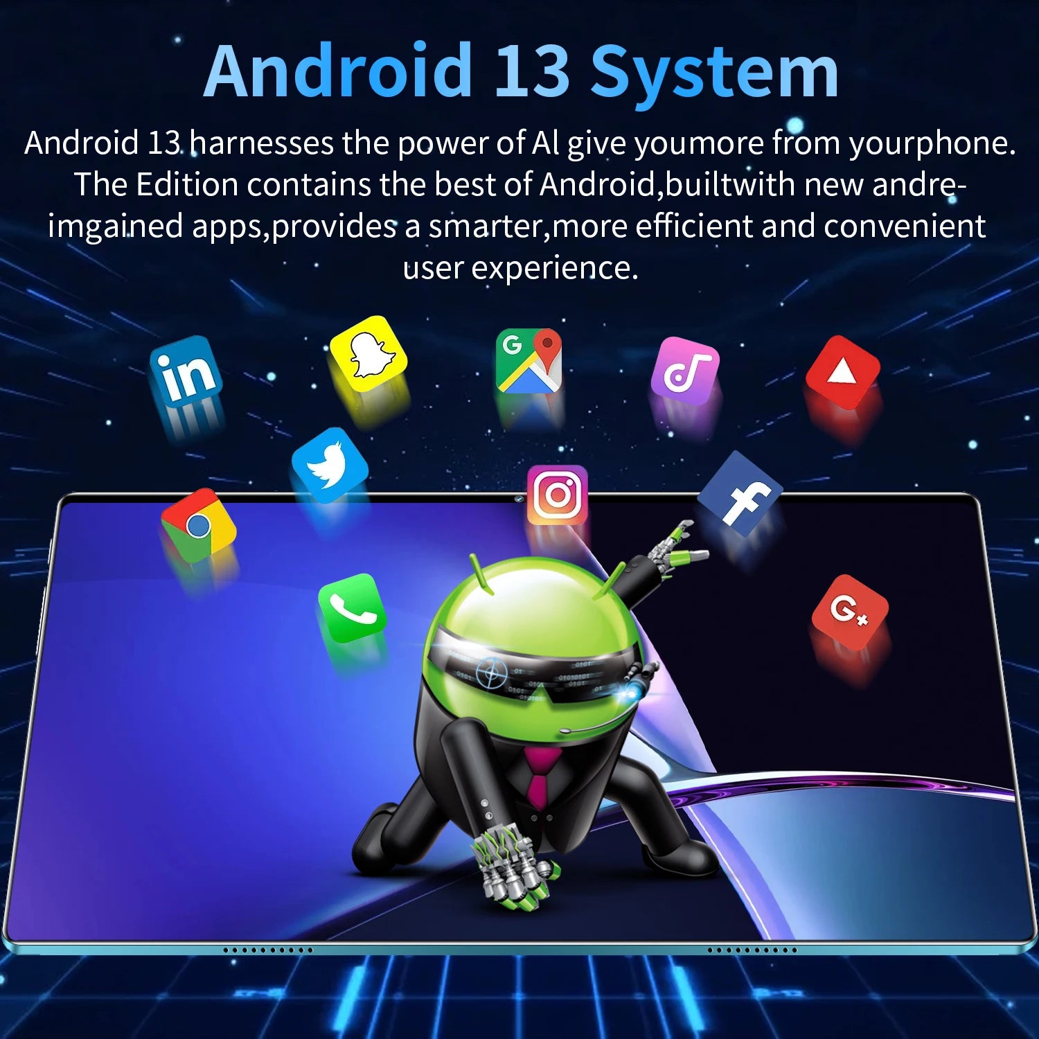 Tablette Android 13 - 10.36" 16GB RAM 1TB ROM, 10 Cœurs, 5G, 12000mAh, Dual SIM