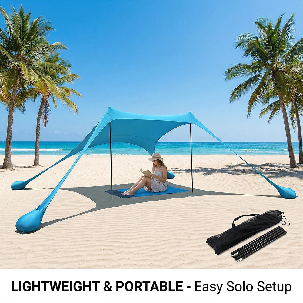 Tente de Plage Parasol UPF50+ – 2M ou 3M | Anti-Vent, Portable, Montage 3 min | HGTUGO