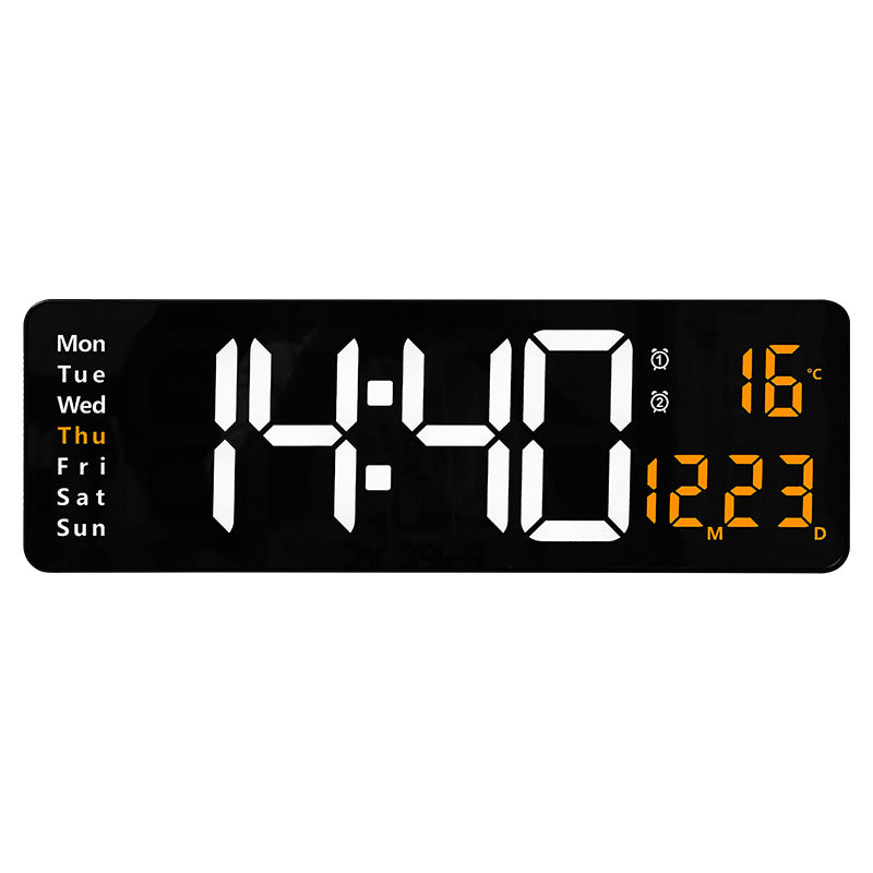 Horloge Murale LED Digitale 40cm - Télécommande, Température, Date, Double Alarme