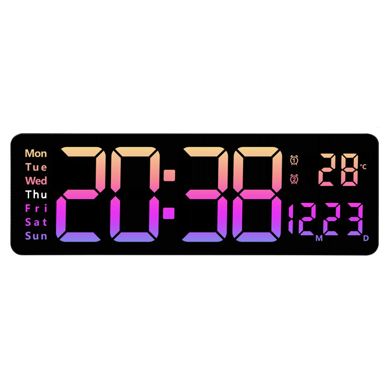 Horloge Murale LED Digitale 40cm - Télécommande, Température, Date, Double Alarme