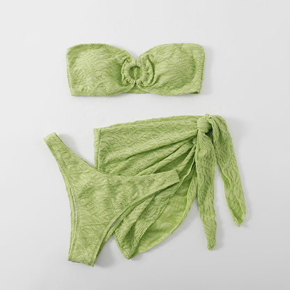 Bikini Deux Pièces Femme — Maillot de Bain Lacets Sexy Couleur Unie