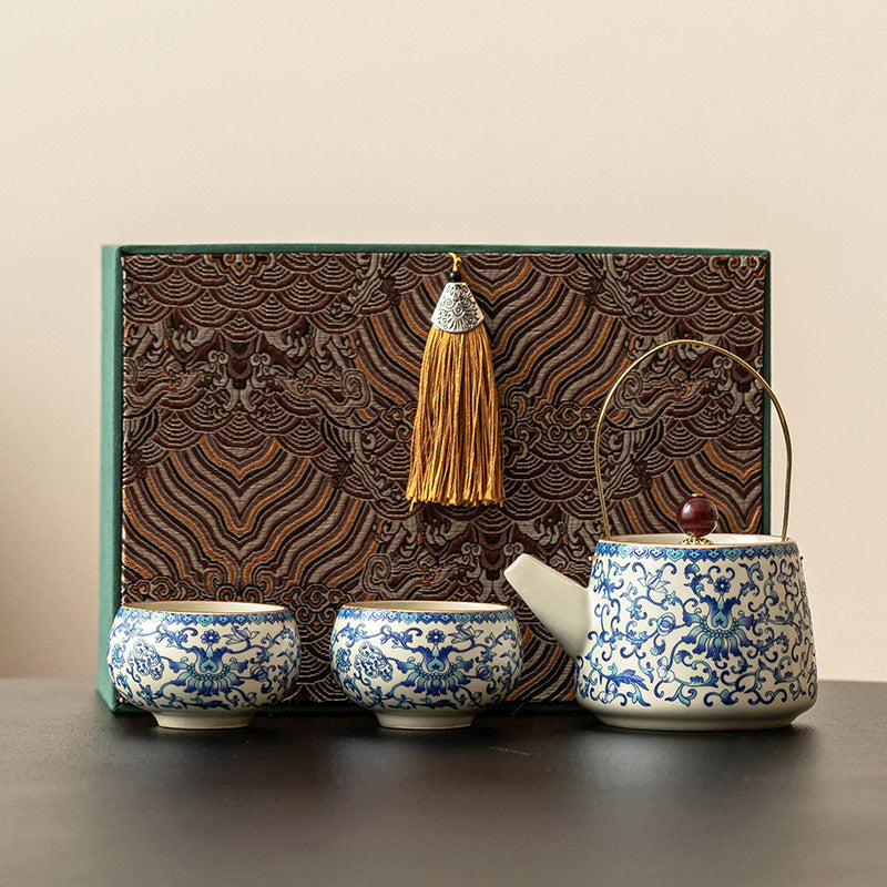 Service à Thé Porcelaine Ru Kiln Luxe - Coffret Cadeau Céramique Chinoise