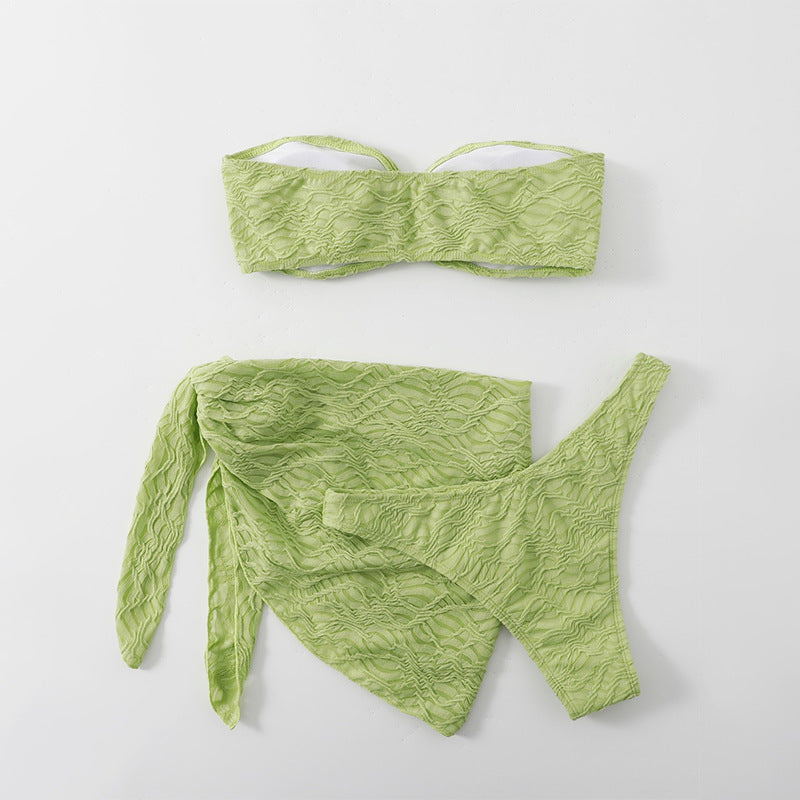 Bikini Deux Pièces Femme — Maillot de Bain Lacets Sexy Couleur Unie