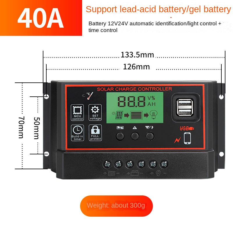 Solar controller fully automatic lead-acid battery 12v24v street lamp intelligent charging and discharging system