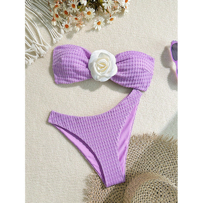 Bikini Deux Pièces Femme Fleurs Brodées – Style Européen Sexy