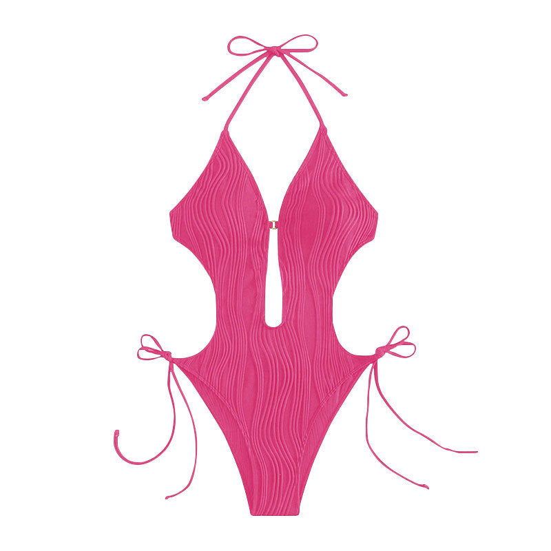 Bikini Taille Haute Femme – Deux Pièces Sexy Bretelles Couleur Unie