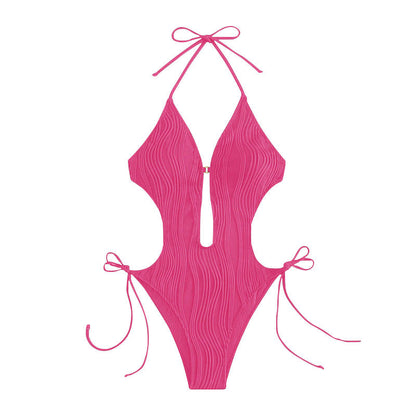 Bikini Taille Haute Femme – Deux Pièces Sexy Bretelles Couleur Unie