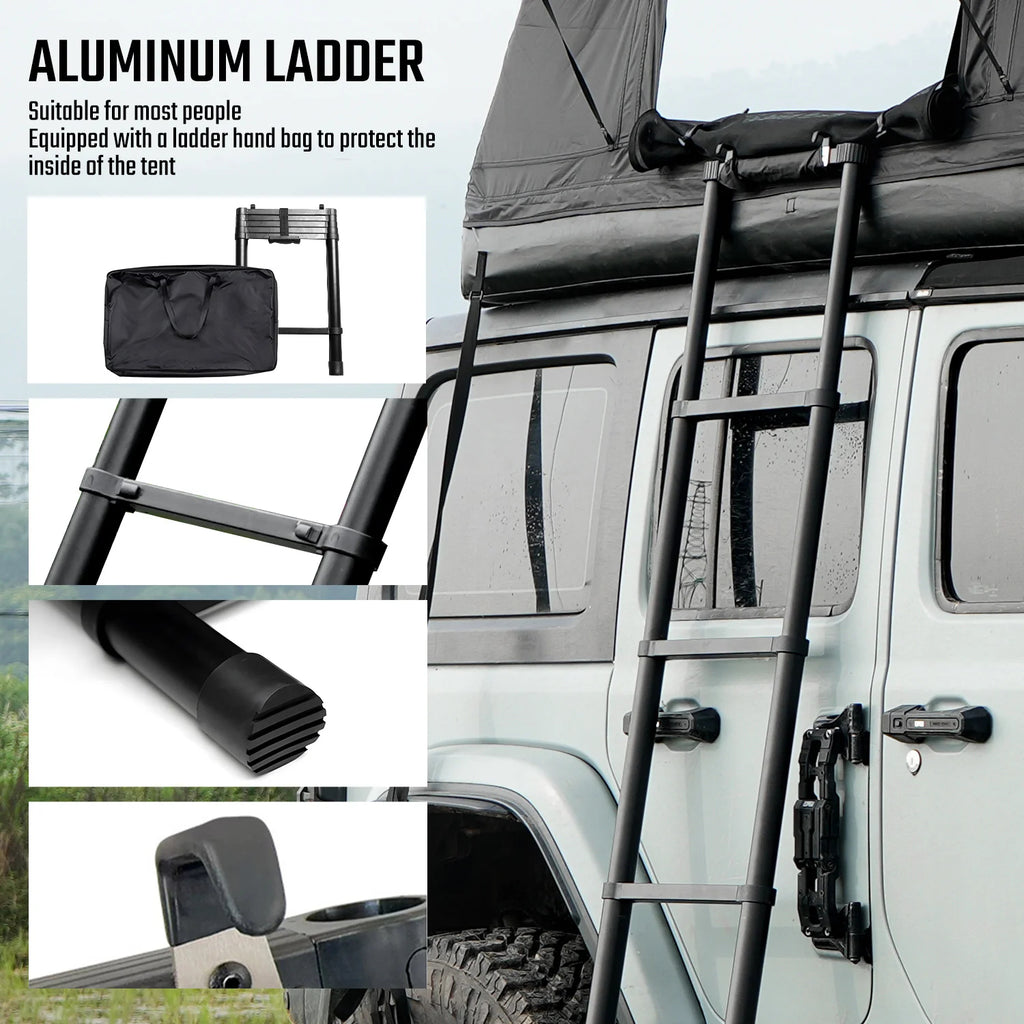 Portable Folding Aluminium Telescopic Ladder Non-Slip Extension Telescoping Ladder with Hooks Roof top tent and roof rack use - APPRO-DISTRI