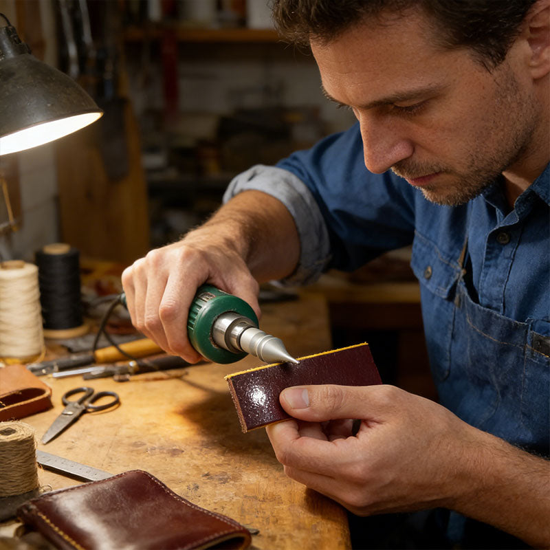 Kit de Polissage Cuir Professionnel - 2 Pièces avec Brosse - Brunissage Bords jusqu'à 11mm
