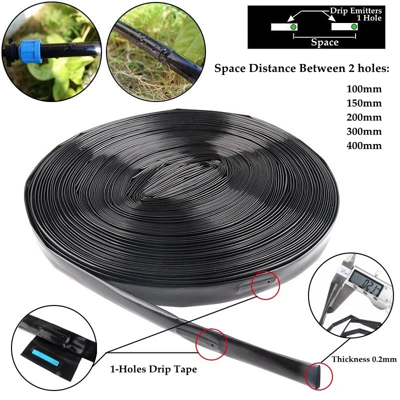 Ruban Goutte-à-Goutte PE 16mm – Tuyau d’Irrigation Micro-Perforé, Espacement 10 à 50cm, 20m à 100m