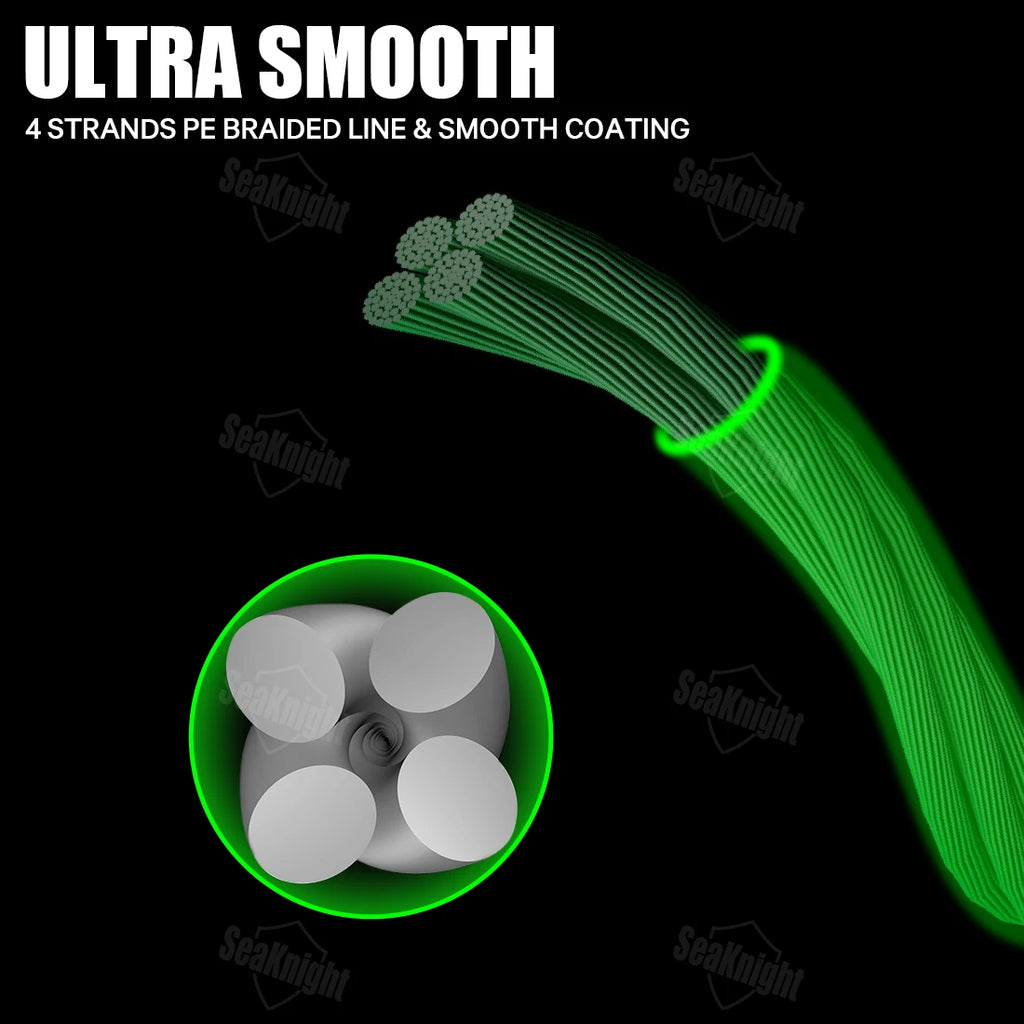 Tresse Pêche SeaKnight TriPoseidon 4 Brins 300m PE 8-60LB Multifilament Carpe Carnassier