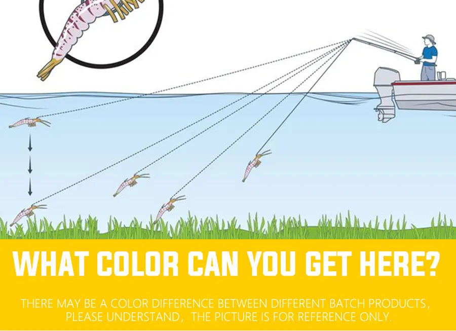 Leurres Crevette Pêche 12g/18g - Lot 6 Leurres Souples Yeux Lumineux Eau Douce/Mer