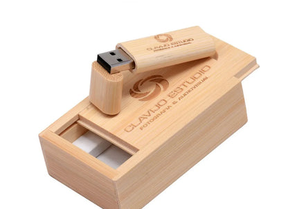 Clé USB en Bois Personnalisée – Logo Gratuit | 4 à 128 Go | Coffret Cadeau