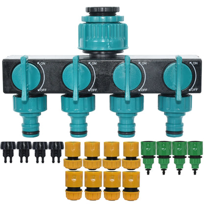 Diviseur de Robinet 4 Voies KESLA – Adaptateur Tuyau 1/2", 3/4", 1" avec Vanne d’Arrêt pour Jardin et Serre
