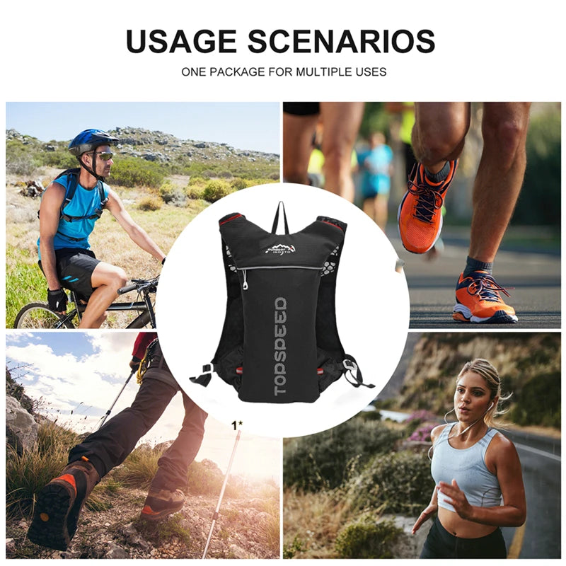 Sac à dos ultraléger 5L pour la course en pleine nature, gilet d'hydratation pour le jogging, respirant, idéal pour le marathon, le vélo et le fitness. 