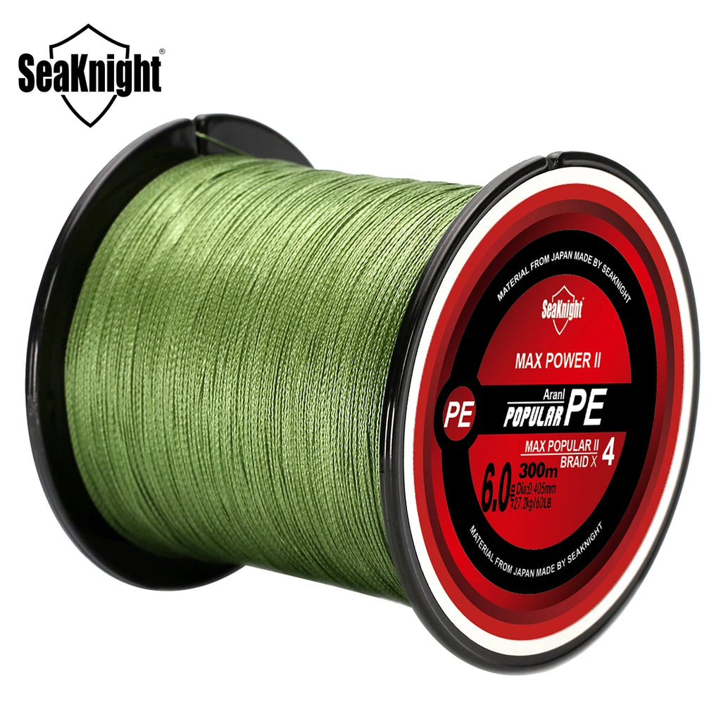 Tresse Pêche SeaKnight TriPoseidon 4 Brins 300m PE 8-60LB Multifilament Carpe Carnassier