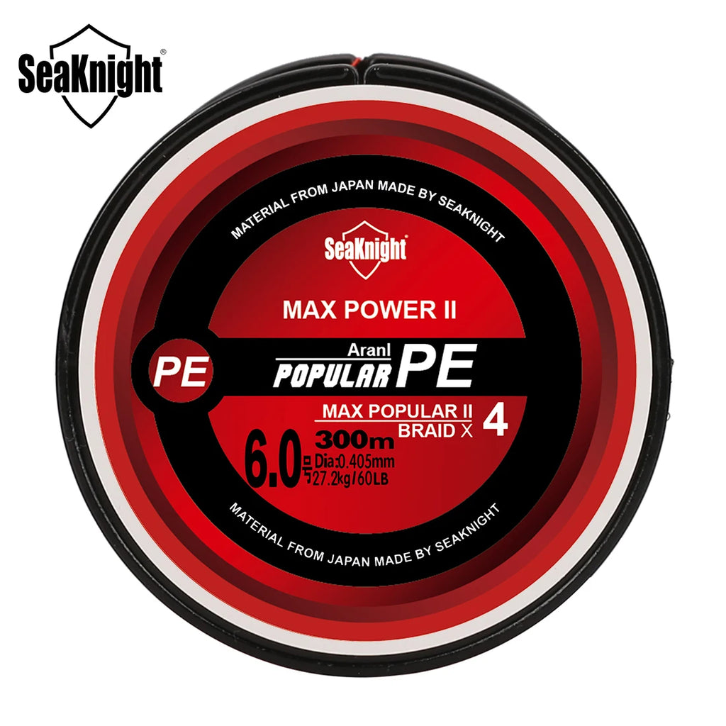 Tresse Pêche SeaKnight TriPoseidon 4 Brins 300m PE 8-60LB Multifilament Carpe Carnassier