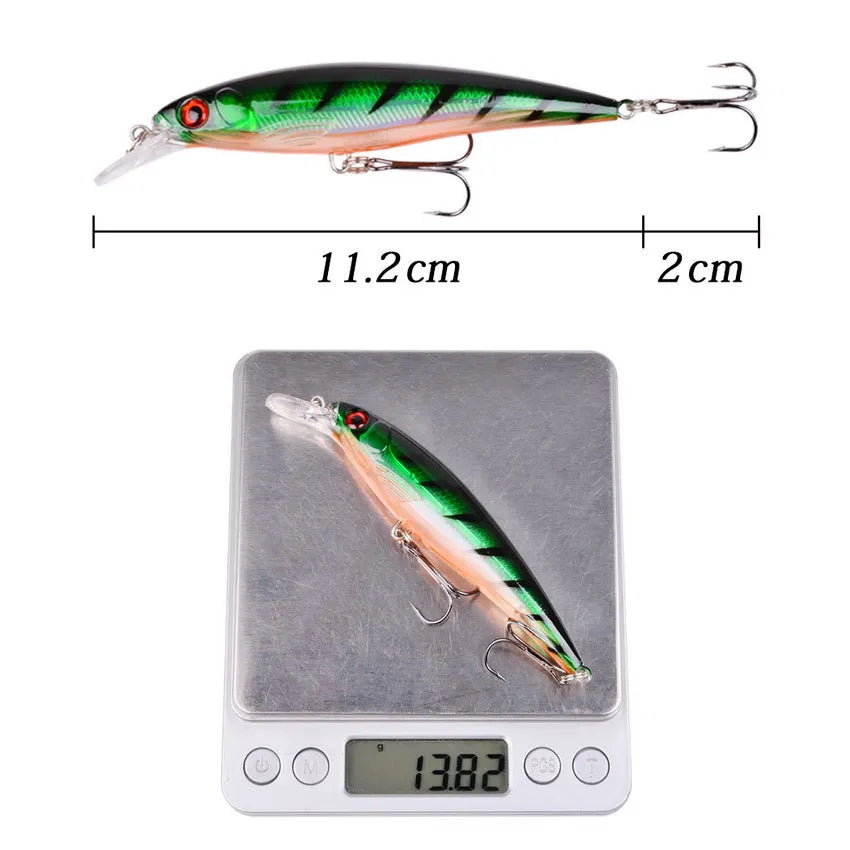Leurre Pêche Minnow Laser 11cm 13g Poisson Nageur Crankbait Carnassier Brochet Perche Wobbler