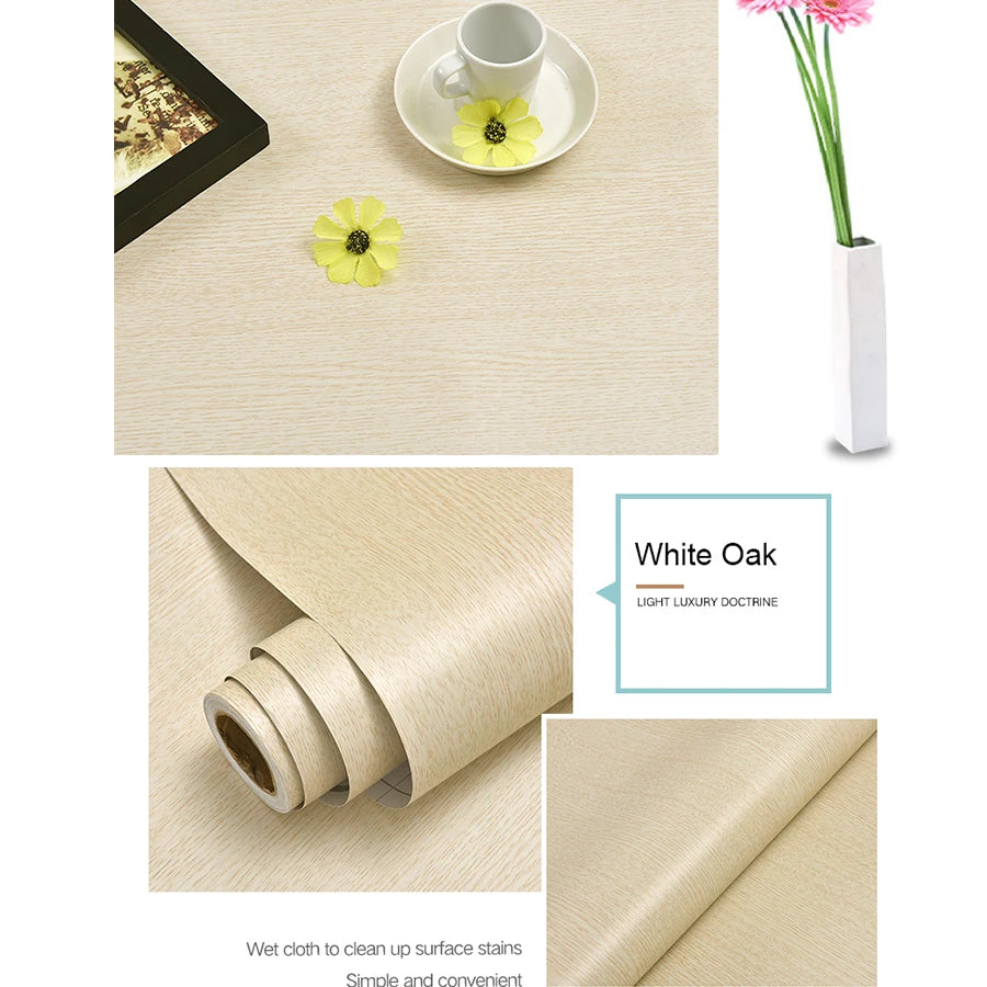 Papier Peint Adhésif Effet Bois - Rouleau PVC Imperméable Autocollant Meuble Cuisine