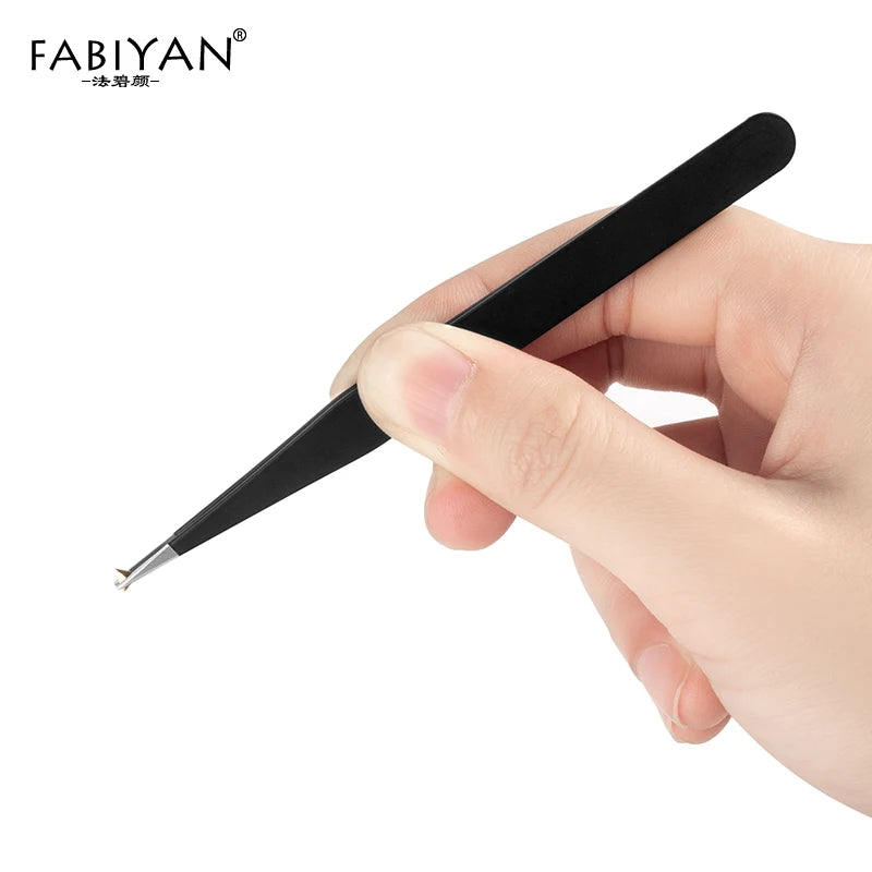 Set de 2 Pinces Nail Art en Acier Inoxydable - Courbe et Droite pour Strass et Paillettes