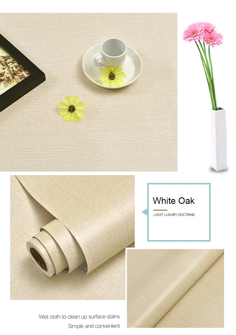 Papier Peint Adhésif Effet Bois - Rouleau PVC Imperméable Autocollant Meuble Cuisine