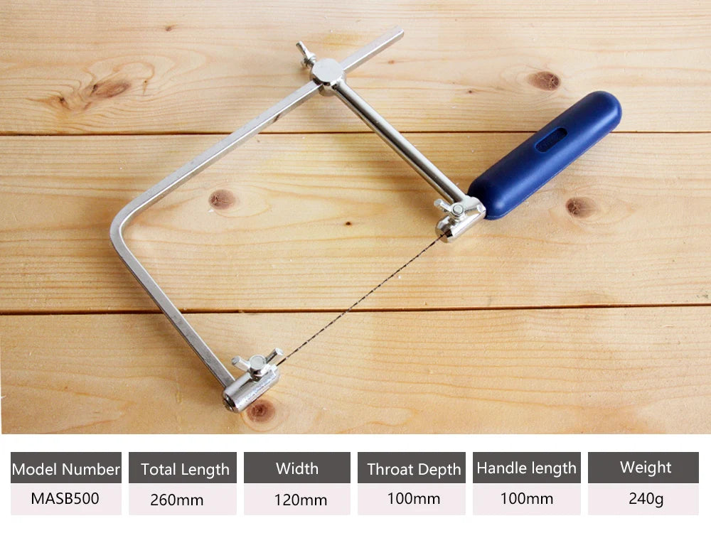 Scie à Chantourner Manuelle 4" Réglable Forme U Bois Menuiserie Artisanat 6 Lames Spirale