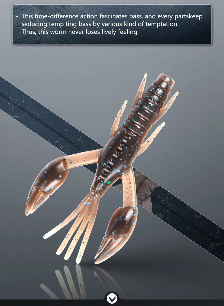 Leurres Écrevisse DoliveCraw 50mm/65mm/80mm - Lot 5 Leurres Souples Silicone Bar Brochet