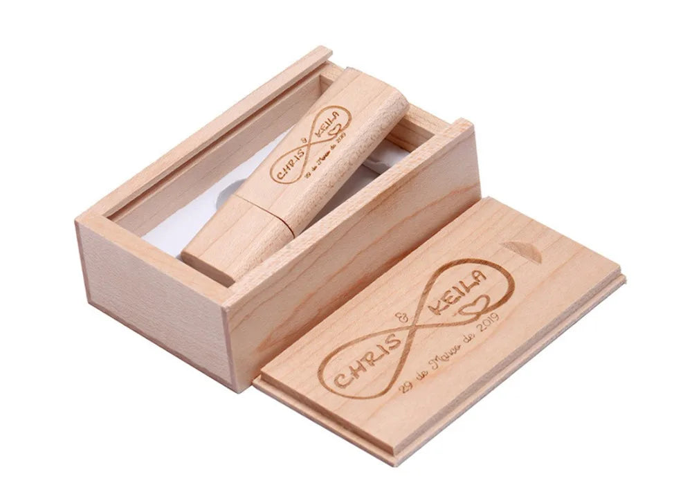 Clé USB en Bois Personnalisée – Logo Gratuit | 4 à 128 Go | Coffret Cadeau