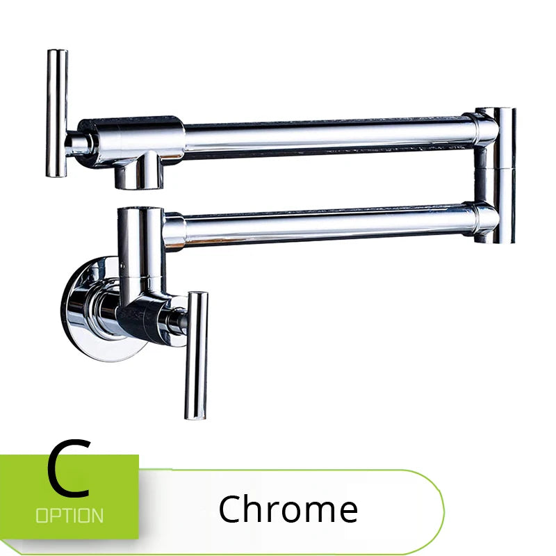 Robinet Cuisine Mural Remplisseur Pot Filler Laiton Chromé Double Articulation Bras Pivotant