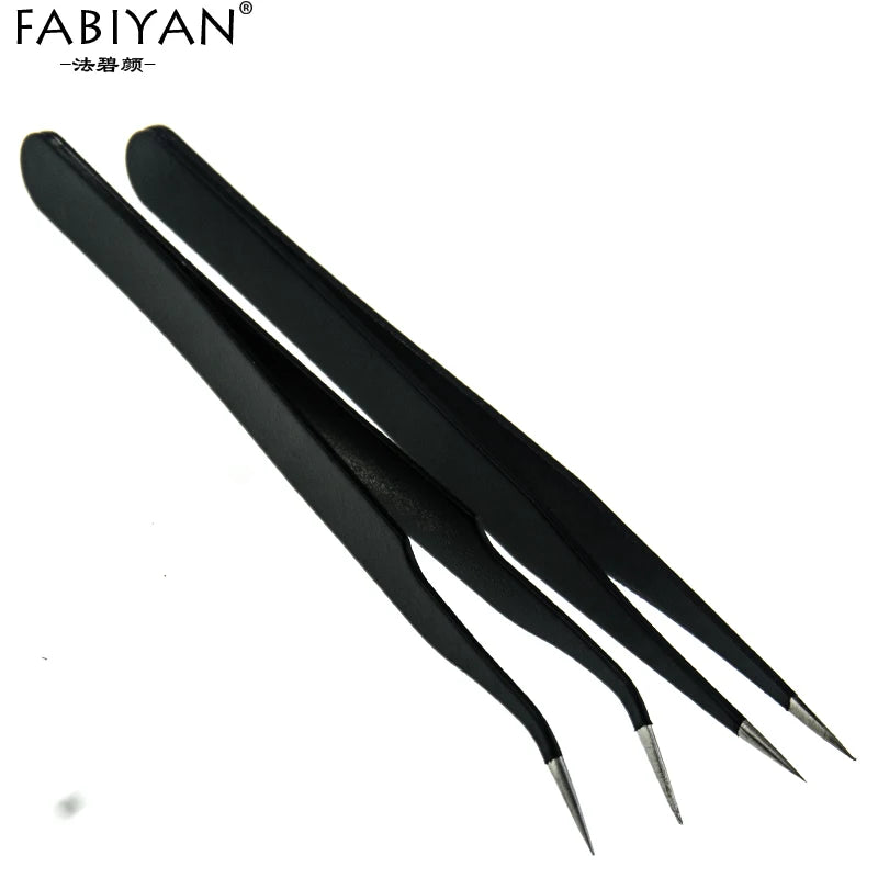 Set de 2 Pinces Nail Art en Acier Inoxydable - Courbe et Droite pour Strass et Paillettes