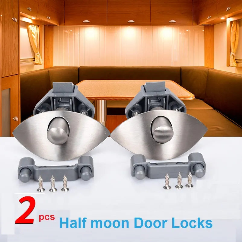 Lot de 2 Poignées Demi-Lune Push Lock en Alliage de Zinc - Caravane RV Camping-Car