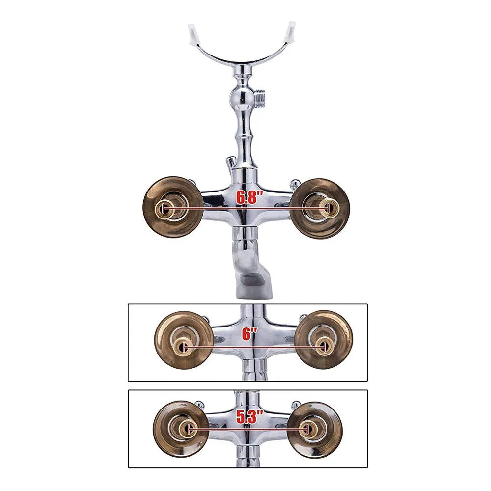 Robinet Baignoire Rétro Laiton Antique Mural 2 Poignées avec Douchette et Bec Pivotant