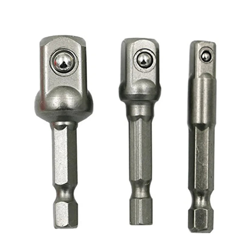 Adaptateur Douille Acier Chrome Vanadium Hex 1/4" 3/8" 1/2" Extension Embouts Perceuse - APPRO-DISTRI