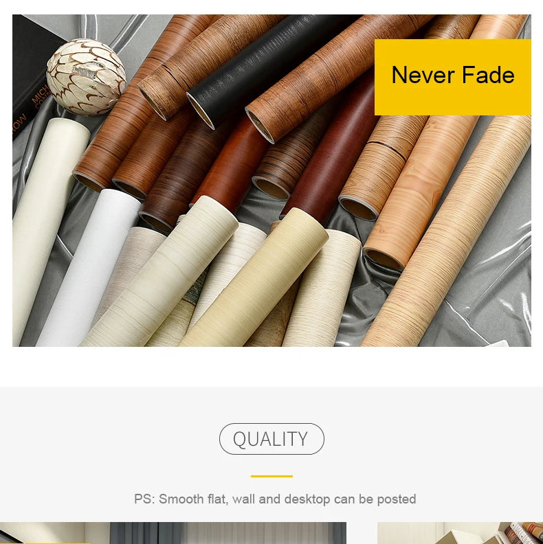 Papier Peint Adhésif Effet Bois - Rouleau PVC Imperméable Autocollant Meuble Cuisine