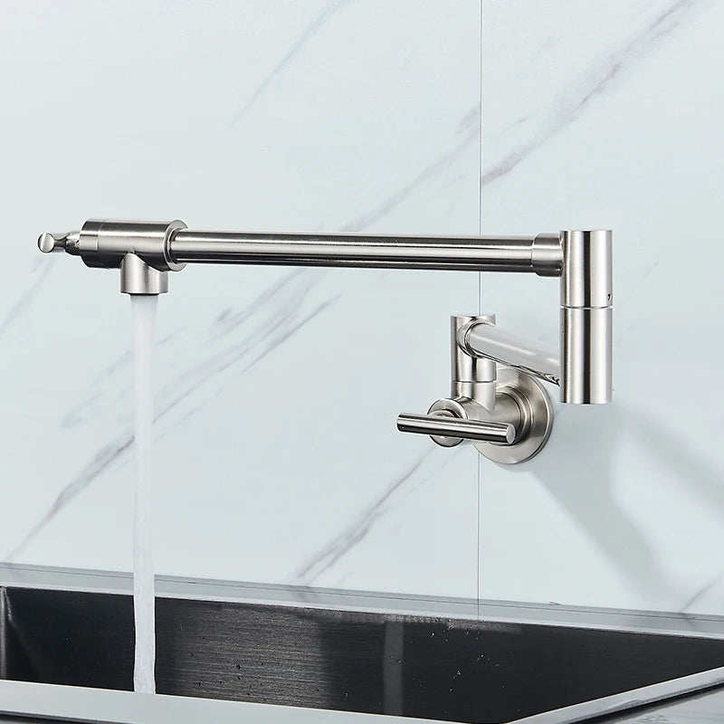 Robinet Cuisine Mural Remplisseur Pot Filler Laiton Chromé Double Articulation Bras Pivotant