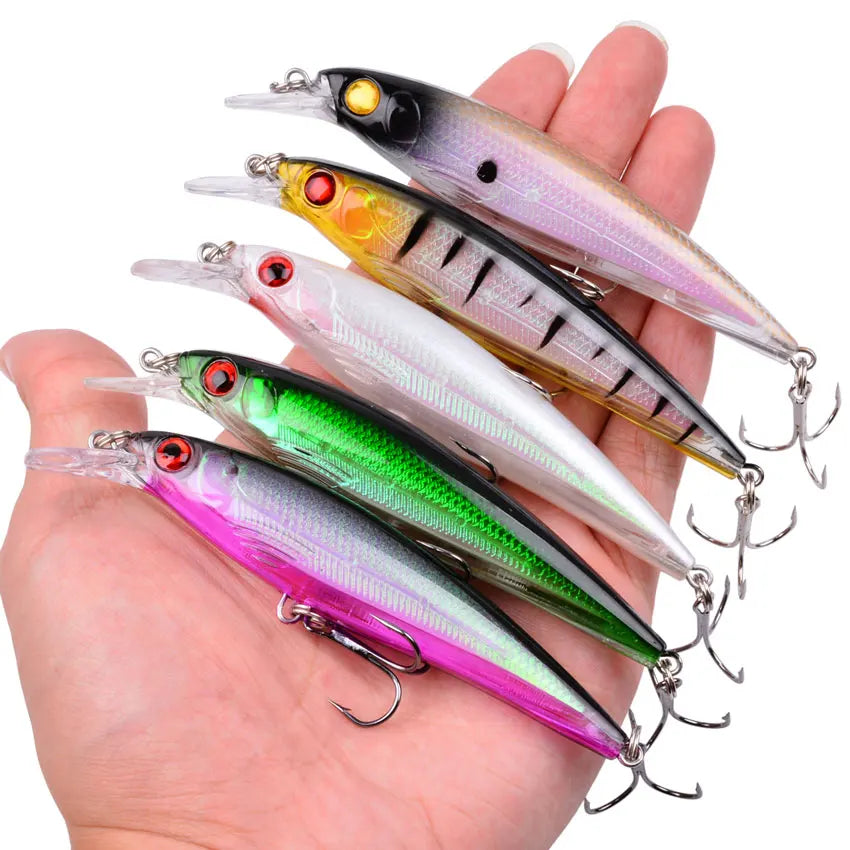Leurre Pêche Minnow Laser 11cm 13g Poisson Nageur Crankbait Carnassier Brochet Perche Wobbler